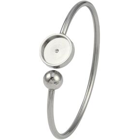 Liqunsweet 10 PCS Round Base Base 304 Cuff Cuff Bangle Bangle مع صينية مدي Cabochon لأساور المجوهرات DIY صنع مستلزمات الزخرفة in Kuwait
