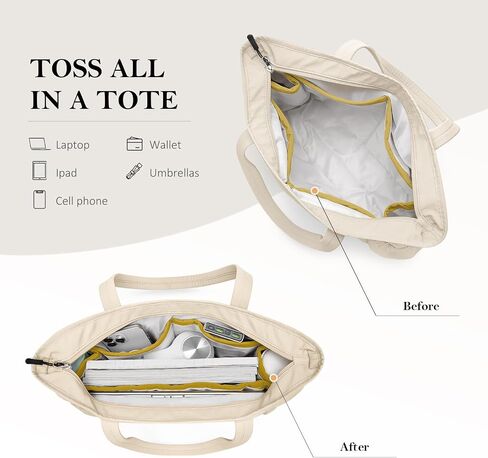 Tote Bag for Women, 14Inch Work Bags with Zipper Computer Laptop Handbag with Compartments for Travel, Daily in Saudi Arabia