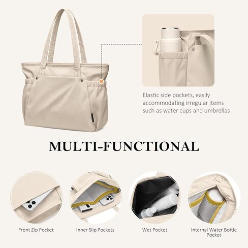 Tote Bag for Women, 14Inch Work Bags with Zipper Computer Laptop Handbag with Compartments for Travel, Daily in Saudi Arabia