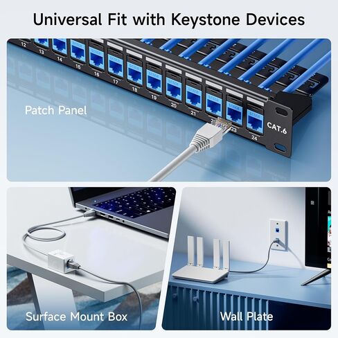 Cable Matters [UL Listed] 25-Pack Rapid-Install Cat6 Keystone Jacks, White in Kuwait