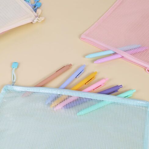 Multibey 10 Pack Mesh Mesh Zipper Bags -A4 Size مقاومة للماء أكياس منظم أكياس متينة لتخزين ألعاب اللوحة ، المستندات واللوازم ، سحاب البلاستيك 5 ألوان الباستيل in Kuwait