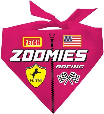 Zoomies Racecar Driver Costume Dog Bandana | 100 ٪ مثلث القطن القابل للتعديل | صنع في الولايات المتحدة | طاقم الحفرة | العلم المدقق | سريع | أحمر ، حجم واحد (1401) in Kuwait