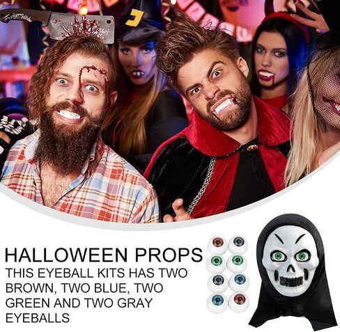 Homoyoyo 8Pcs Hollow Eyeball Halloween Eyeballs Plastic Scary s Halloween Horror Props s Scary s for Skull Costume DIY Crafts Party Favors in Saudi Arabia