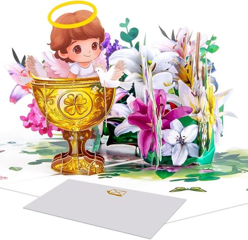 Magic Ants 3D Sheep Pop Up Card, Religious Card for Baptism, First Communion, Christening, Baby Shower with Bible Quote and Prayer in Kuwait