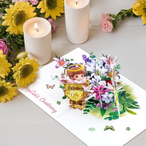 Magic Ants 3D Sheep Pop Up Card, Religious Card for Baptism, First Communion, Christening, Baby Shower with Bible Quote and Prayer in Kuwait