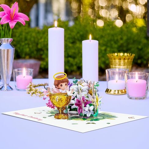 Magic Ants 3D Sheep Pop Up Card, Religious Card for Baptism, First Communion, Christening, Baby Shower with Bible Quote and Prayer in Kuwait