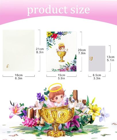 Magic Ants 3D Sheep Pop Up Card, Religious Card for Baptism, First Communion, Christening, Baby Shower with Bible Quote and Prayer in Kuwait