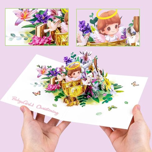 Magic Ants 3D Sheep Pop Up Card, Religious Card for Baptism, First Communion, Christening, Baby Shower with Bible Quote and Prayer in Kuwait