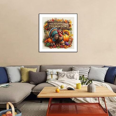 Thanksgiving Turkey Diamond Painting Kits for Adults, 5D Fall Diamond Art Kits for Beginners, Full Round Drill Diamond Dot Painting Gem Art Kits,Home Wall Decor 13.8x13.8 Inch in Kuwait