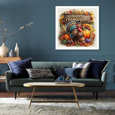 Thanksgiving Turkey Diamond Painting Kits for Adults, 5D Fall Diamond Art Kits for Beginners, Full Round Drill Diamond Dot Painting Gem Art Kits,Home Wall Decor 13.8x13.8 Inch in Kuwait