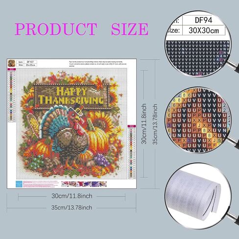 Thanksgiving Turkey Diamond Painting Kits for Adults, 5D Fall Diamond Art Kits for Beginners, Full Round Drill Diamond Dot Painting Gem Art Kits,Home Wall Decor 13.8x13.8 Inch in Kuwait