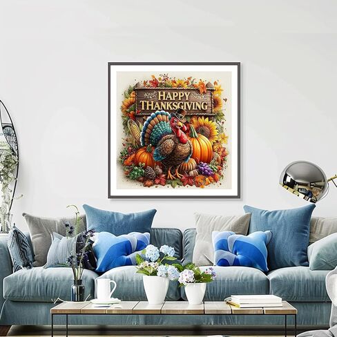 Thanksgiving Turkey Diamond Painting Kits for Adults, 5D Fall Diamond Art Kits for Beginners, Full Round Drill Diamond Dot Painting Gem Art Kits,Home Wall Decor 13.8x13.8 Inch in Kuwait