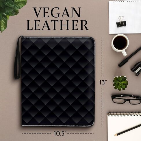 Premium Black Trading Card Binder – 13" x 10.5" PU Leather with Zipper, 50 Double-Sided 9-Pocket Sheets (900 Cards) – Velvet Liner – Includes 2 Acrylic 35PT Card Protectors in Saudi Arabia