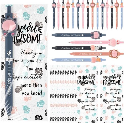 Geyoga 20 Sets Vet Tech Week Gift Bulk Animal Pens with Dog Thank You Card Paw Gaw Mongmark Cute Funny Gift Fund in Saudi Arabia