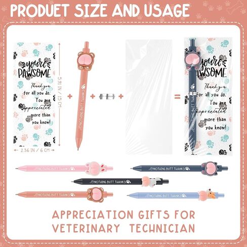 Geyoga 20 Sets Vet Tech Week Gift Bulk Animal Pens with Dog Thank You Card Paw Gaw Mongmark Cute Funny Gift Fund in Saudi Arabia