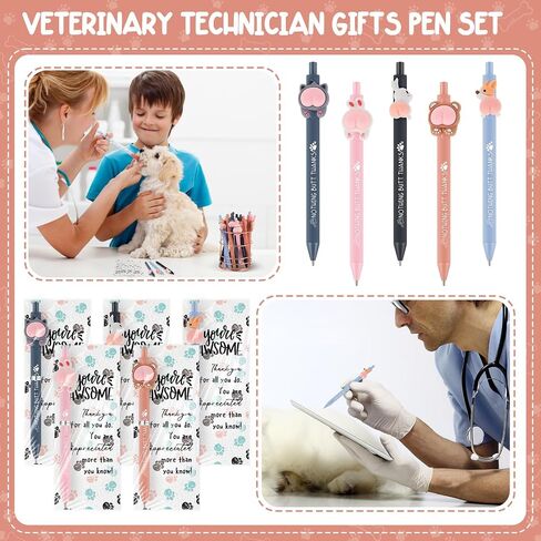 Geyoga 20 Sets Vet Tech Week Gift Bulk Animal Pens with Dog Thank You Card Paw Gaw Mongmark Cute Funny Gift Fund in Saudi Arabia