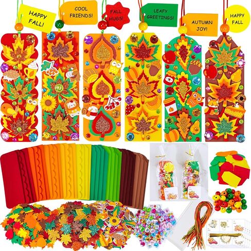 Winlyn 36 Sets Fall Craft Kits Fall Kids Crafts DIY 3D Fall Leaf Swagks Offrics Arts Autumn Maple Leaf Fall Foam Stickers and Crafts for Kids عيد الشكر أنشطة الفصول الدراسية in Saudi Arabia