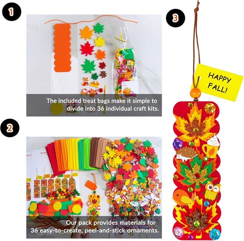Winlyn 36 Sets Fall Craft Kits Fall Kids Crafts DIY 3D Fall Leaf Swagks Offrics Arts Autumn Maple Leaf Fall Foam Stickers and Crafts for Kids عيد الشكر أنشطة الفصول الدراسية in Saudi Arabia