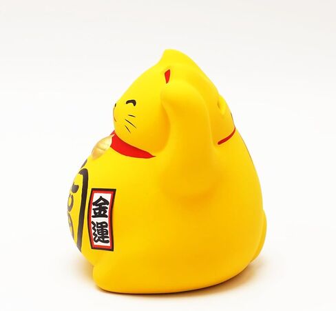 Banko Ware Maneki-Neko Ceramic Piggy Bank - Lucky Cat, Cute and Chubby Traditional Japanese Money Box (Red) in Saudi Arabia