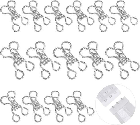 100pcs خطاف وإغلاق العين للملابس ، والسنانير البديلة لمشابك حمالة الصدر والعيون للخياطة ، خطاف حمالة الصدر لأحزمة إغلاق خطافات الخياطة للملابس - الفضة in Kuwait