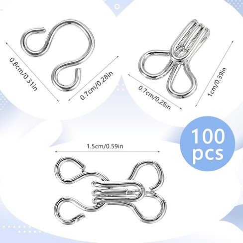 100pcs خطاف وإغلاق العين للملابس ، والسنانير البديلة لمشابك حمالة الصدر والعيون للخياطة ، خطاف حمالة الصدر لأحزمة إغلاق خطافات الخياطة للملابس - الفضة in Kuwait