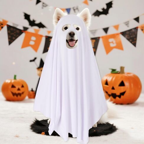 Halloween Ghost Dog Costume for Dogs Cats Pets Halloween Party, 5 Holes, 31.5 x 47.2 Inch in Saudi Arabia