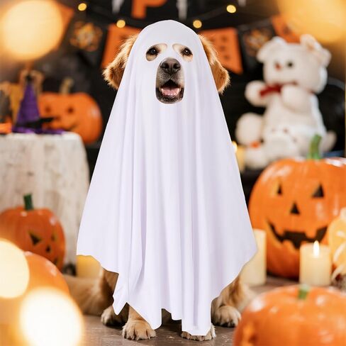 Halloween Ghost Dog Costume for Dogs Cats Pets Halloween Party, 5 Holes, 31.5 x 47.2 Inch in Saudi Arabia