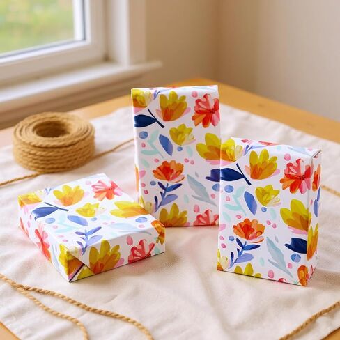 Miss Duidui Foral Gift Rapping Rolls ، 17 inch × 32.8 قدمًا ، تصميم متعدد الألوان ، ألوان مائية للحفل in Kuwait