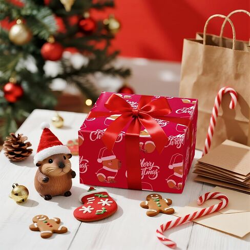LeZakaa Christmas Wrapping Paper Roll, Highland Cow in Holiday Wreath Bow Green Design, Cute Rustic Gift Wrap for Christmas Farmhouse Holiday Gifts, for Family Friends Kids, Mini Roll 17 in x 16.4 Ft in Saudi Arabia