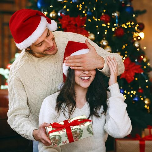 Lezakaa Christmas Rapping Paper Roll ، Highland Cow in Holiday Wreath Bow Design Green Design ، Flug Rustic Gift Wrap for Christmas Farmhouse Holiday ، for Family Friends Kids ، Mini Roll 17 in x 16.4 ft in Kuwait