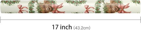 Lezakaa Christmas Rapping Paper Roll ، Highland Cow in Holiday Wreath Bow Design Green Design ، Flug Rustic Gift Wrap for Christmas Farmhouse Holiday ، for Family Friends Kids ، Mini Roll 17 in x 16.4 ft in Kuwait