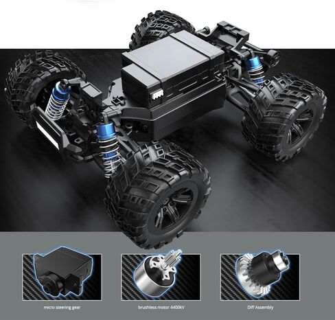 MJX Hyper Go 20208 1/20 Scale 4WD RC Monster Truck مع 1806 محرك بدون فرش | 39 كم/ساعة سيارة التحكم عن بعد عالية السرعة | 2.4 جيجا هرتز مركبة على الطرق الوعرة 2.4 جيجا هرتز للبالغين (أحمر) in Kuwait