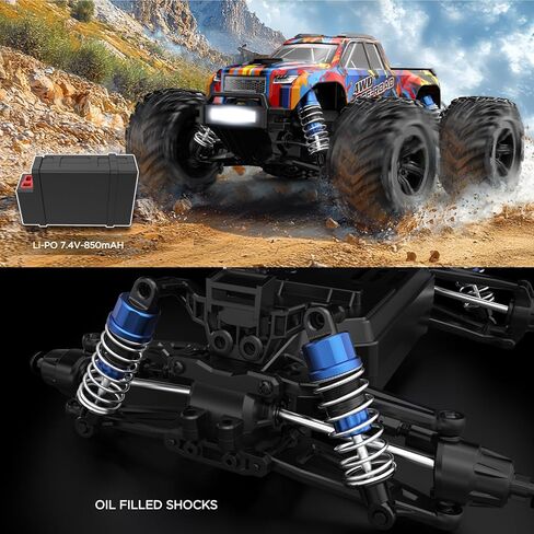 MJX Hyper Go 20208 1/20 Scale 4WD RC Monster Truck مع 1806 محرك بدون فرش | 39 كم/ساعة سيارة التحكم عن بعد عالية السرعة | 2.4 جيجا هرتز مركبة على الطرق الوعرة 2.4 جيجا هرتز للبالغين (أحمر) in Kuwait