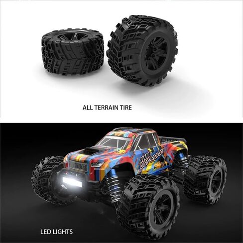 MJX Hyper Go 20208 1/20 Scale 4WD RC Monster Truck مع 1806 محرك بدون فرش | 39 كم/ساعة سيارة التحكم عن بعد عالية السرعة | 2.4 جيجا هرتز مركبة على الطرق الوعرة 2.4 جيجا هرتز للبالغين (أحمر) in Kuwait