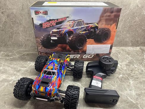 MJX Hyper Go 20208 1/20 Scale 4WD RC Monster Truck مع 1806 محرك بدون فرش | 39 كم/ساعة سيارة التحكم عن بعد عالية السرعة | 2.4 جيجا هرتز مركبة على الطرق الوعرة 2.4 جيجا هرتز للبالغين (أحمر) in Kuwait