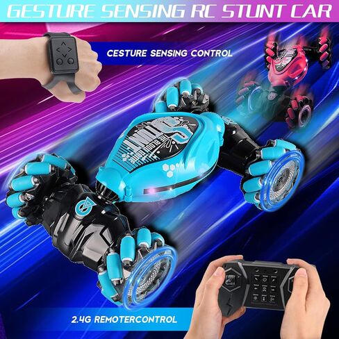 الإيماءات استشعار RC STUNT CAR ، سيارة RC ، سيارة التحكم عن بُعد في سيارة تويست ، سيارة تويست ، سيارة ORBI RC ، سيارات Turbo Drive ، 2.4G RC Remote (Blue) in Kuwait