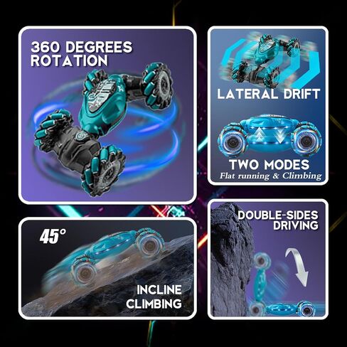 الإيماءات استشعار RC STUNT CAR ، سيارة RC ، سيارة التحكم عن بُعد في سيارة تويست ، سيارة تويست ، سيارة ORBI RC ، سيارات Turbo Drive ، 2.4G RC Remote (Blue) in Kuwait