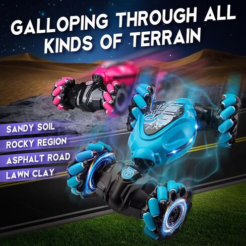 الإيماءات استشعار RC STUNT CAR ، سيارة RC ، سيارة التحكم عن بُعد في سيارة تويست ، سيارة تويست ، سيارة ORBI RC ، سيارات Turbo Drive ، 2.4G RC Remote (Blue) in Kuwait