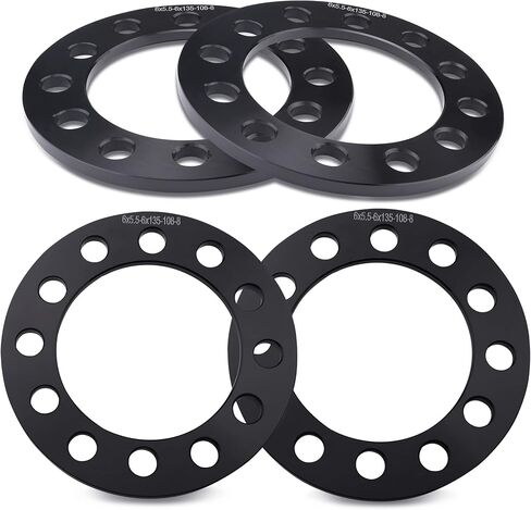 4 قطع فواصل عجلات مسطحة سوداء مزورة 8x6.5 8x165.1 8x170 8x180 8 مم (0.31 بوصة) 125 مم استبدال تجويف المحور لـ F250/F350 Super Duty، Silverado 1500/2500/3500 HD، Sierra 1500/2500/3500 HD والمزيد in Kuwait