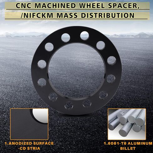 4 قطع فواصل عجلات مسطحة سوداء مزورة 8x6.5 8x165.1 8x170 8x180 8 مم (0.31 بوصة) 125 مم استبدال تجويف المحور لـ F250/F350 Super Duty، Silverado 1500/2500/3500 HD، Sierra 1500/2500/3500 HD والمزيد in Kuwait