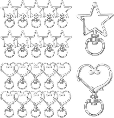 Star Keychain Clasp Heart Keychain Clip, 20Pcs Silver Swivel Lobster Clasp Alloy Spring Snap Clips Swivel Snap Hook Keychains for Handmade Keychains Making DIY Craft in Kuwait
