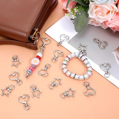 Star Keychain Clasp Heart Keychain Clip, 20Pcs Silver Swivel Lobster Clasp Alloy Spring Snap Clips Swivel Snap Hook Keychains for Handmade Keychains Making DIY Craft in Kuwait