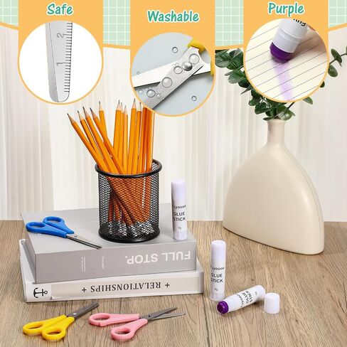 180 PCS School Supplies Bulk 60 Safety Blunt Tip Scissors 60 White Glue Stick 60 Sharpened #2 Hb Wood Pencils with Erasers Back to Schools for Party Fivors Classroom in Saudi Arabia