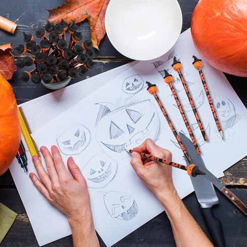 MAITYS 72 PCS Halloween Pumbken Pencilits with Eraser Bulk Cute Just Jack O Pencils مع محايات اليقطين الصغيرة لجوائز الحفلات في عيد الهالوين خدعة أو تعامل in Kuwait