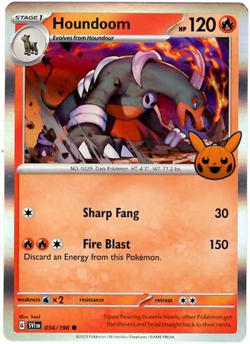 Pokemon - Houndoom 034/198 - Trick or Trade 2023 - Holo Foil - Halloween Stamp Exclusive in Saudi Arabia