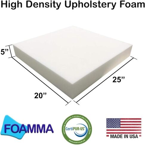 FOAMMA 5" x 20" x 25" High Density Upholstery Foam (Chair Cushion Square Foam for Dinning Chairs, Wheelchair Seat Cushion Replacement) in Saudi Arabia