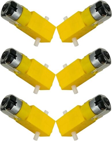 6pcs TT Motor DC المحرك الكهربائي 3V-6V محرك علبة التروس المغناطيسية ذات العمود المغناطيسي المزدوج لروبوت Arduino Smart Car ، نماذج هيكل DIY ، منتجات الاهتزاز ، نسبة التخفيض 1:48 (مع كابل) in Kuwait