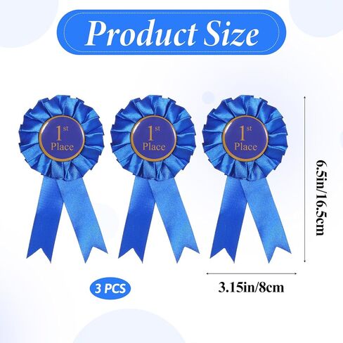 9 Pcs Blue Award Ribbon, 1st Place Rosette Ribbons Grand Prize Ribbon Winner Victory Ribbons, First Place Participation Medal Deluxe Recognition-Ribbon for Classroom Winner Certificate Prize C in Saudi Arabia