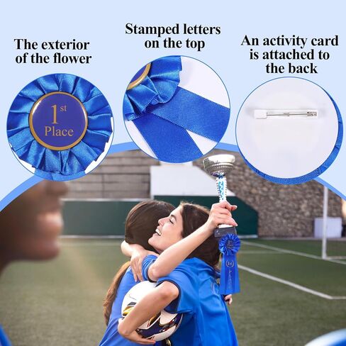 9 Pcs Blue Award Ribbon, 1st Place Rosette Ribbons Grand Prize Ribbon Winner Victory Ribbons, First Place Participation Medal Deluxe Recognition-Ribbon for Classroom Winner Certificate Prize C in Saudi Arabia
