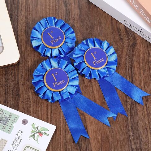 9 Pcs Blue Award Ribbon, 1st Place Rosette Ribbons Grand Prize Ribbon Winner Victory Ribbons, First Place Participation Medal Deluxe Recognition-Ribbon for Classroom Winner Certificate Prize C in Saudi Arabia